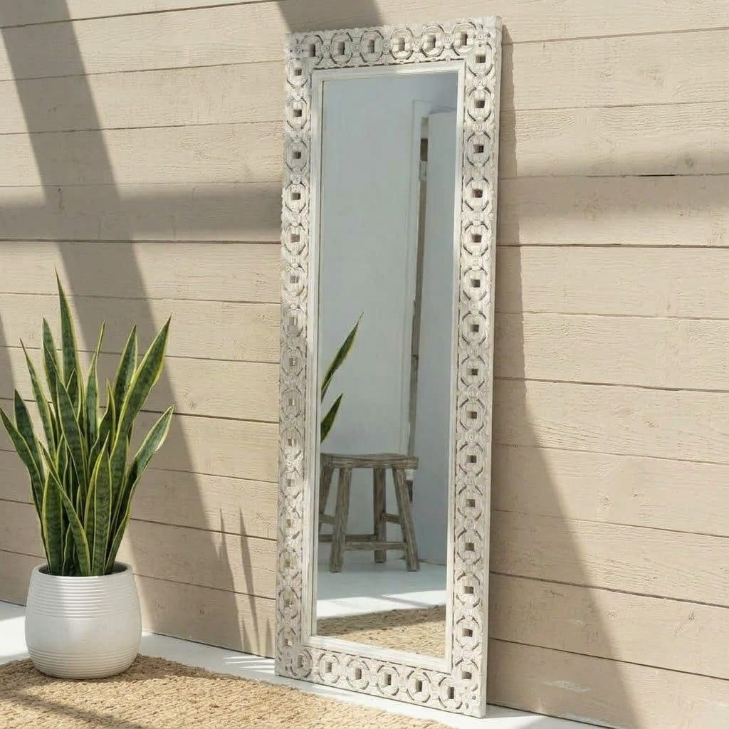 Large decorative carved frame wall mirror