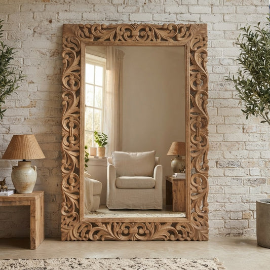 Large decorative carved mirror for bedroom and living room