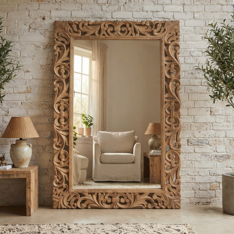 Large decorative carved mirror for bedroom and living room