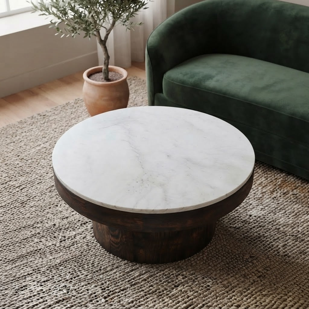 Large round wooden center table for home