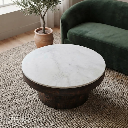 Large round wooden center table for home