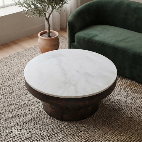 Large round wooden center table for home