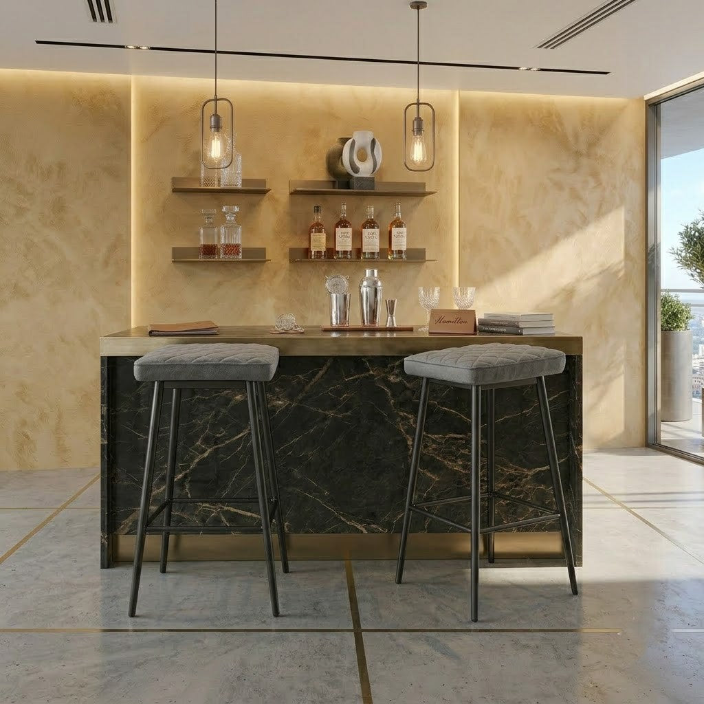 Luxury Quilted Kitchen Island Stools Set of 2 | PRITI Home