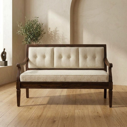 Luxury Sheesham wood upholstered bench for living room by PRITI Home