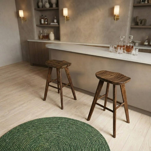 Modern Dark Walnut Wooden Bar Stool – Solid Sheesham Wood | PRITI Home
