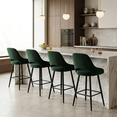 Modern Green Bar Stools for Kitchen Island – Set of 4