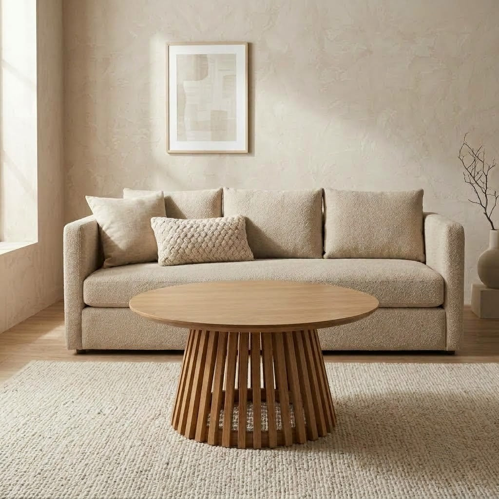 Modern Mango Wood round center table for contemporary living room