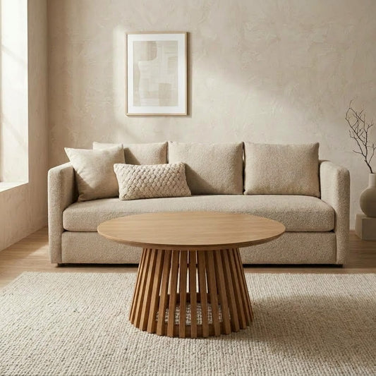 Modern Mango Wood round center table for contemporary living room