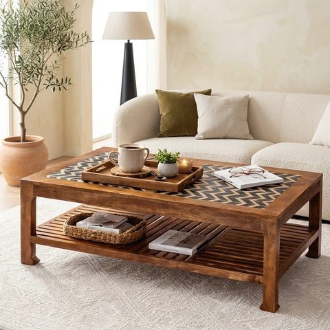 Modern Mango wood center table in Paintco Walnut finish