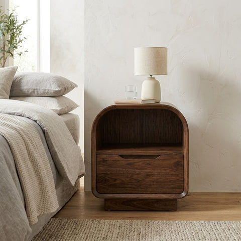 Modern Sheesham wood bedside cabinet with drawer