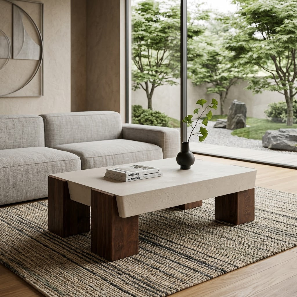 Modern off white concrete coffee table