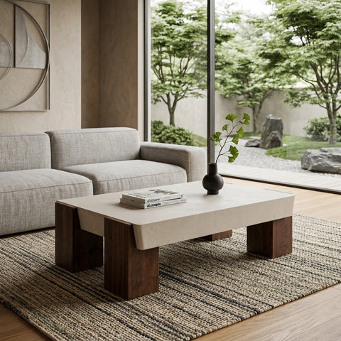 Modern off white concrete coffee table