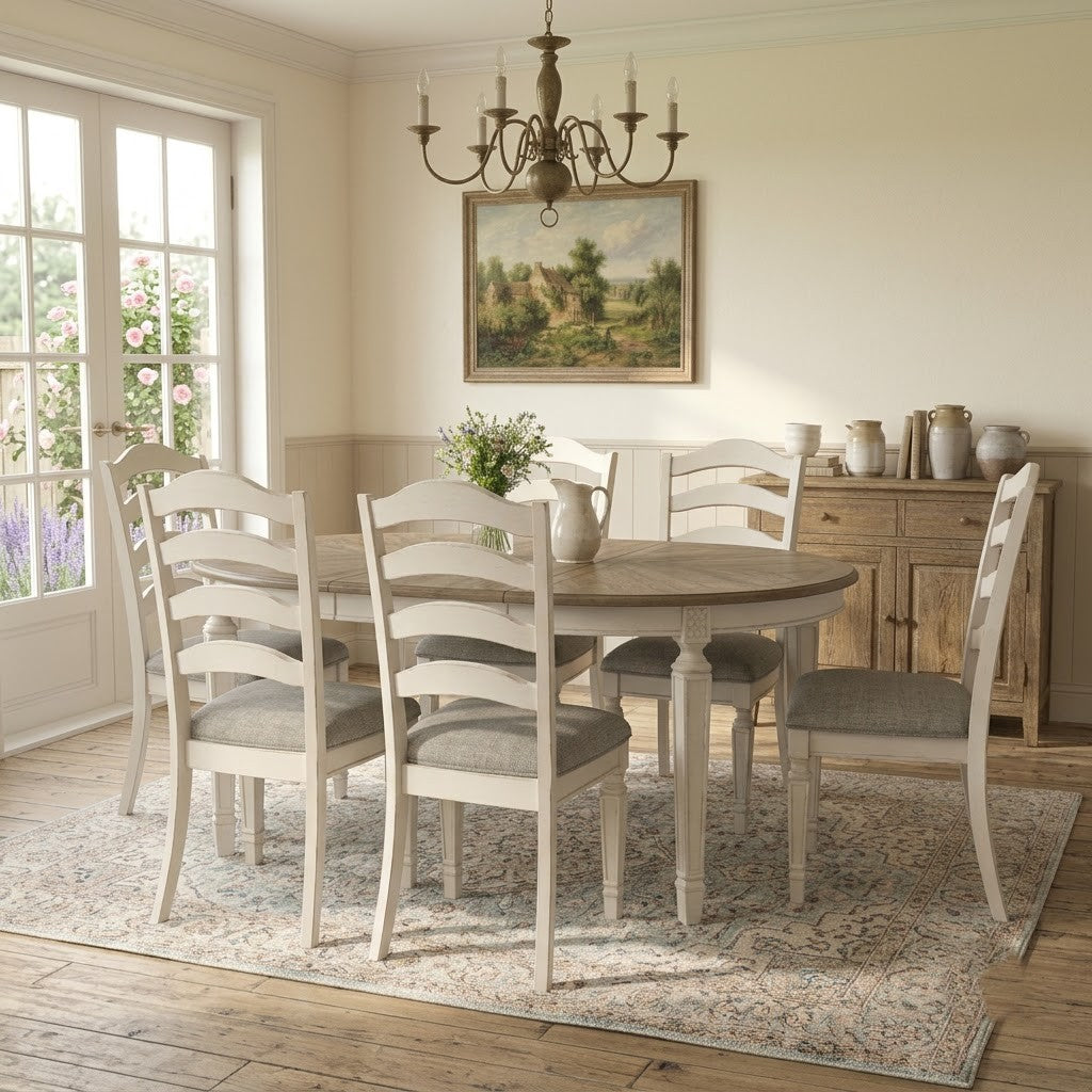 Modern six chair dining table set for family dining room