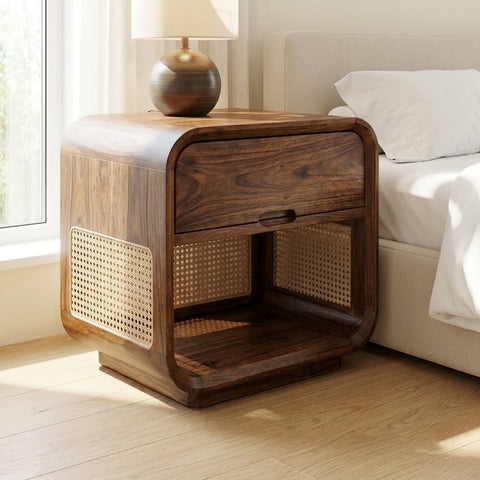 Modern wooden bedside table for contemporary bedroom