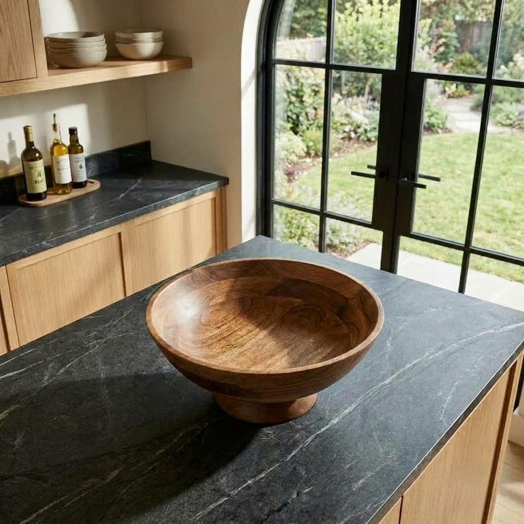 Natural Acacia wood serving bowl for fruits and snacks