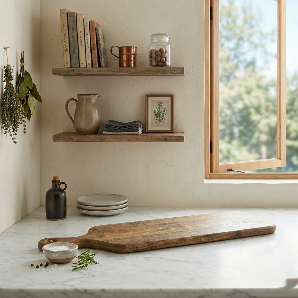 Natural Mango Wood Serving Board | Rustic Wooden Platter for Snacks & Cheese