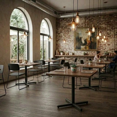 Natural Teak Cafe Table with X Base, Seats Four | PRITI