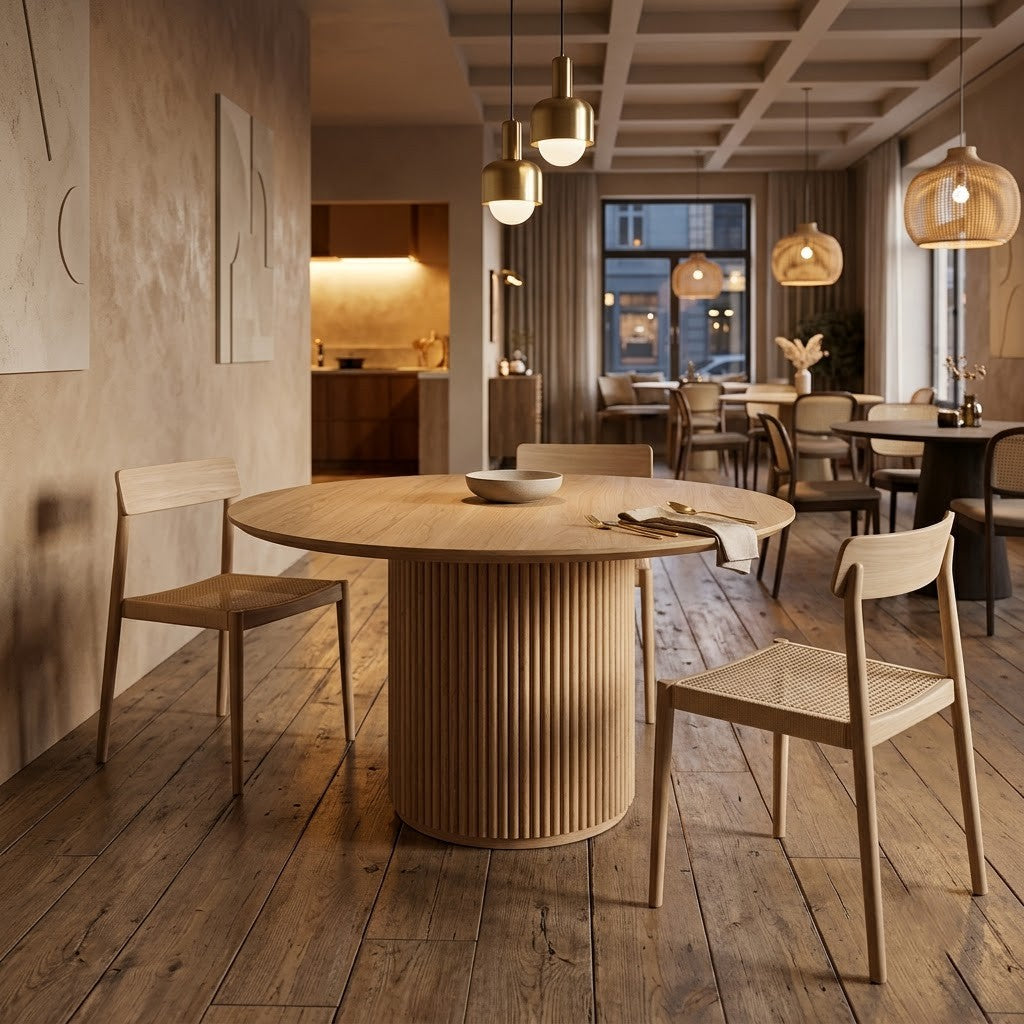 Natural Wood Round Cafe Table, Ash, Oak or Beech | PRITI