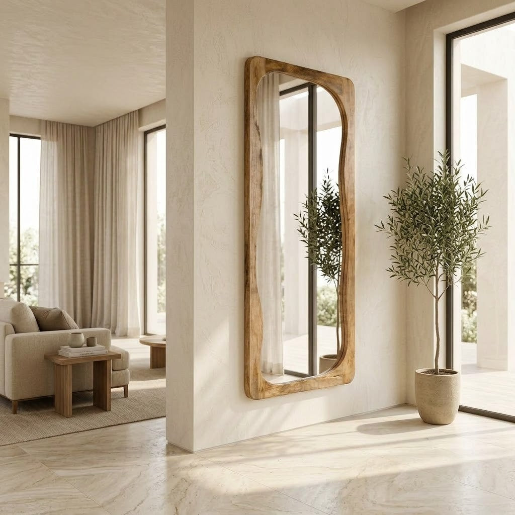  Natural wood decorative mirror for Mediterranean and bohemian home decor