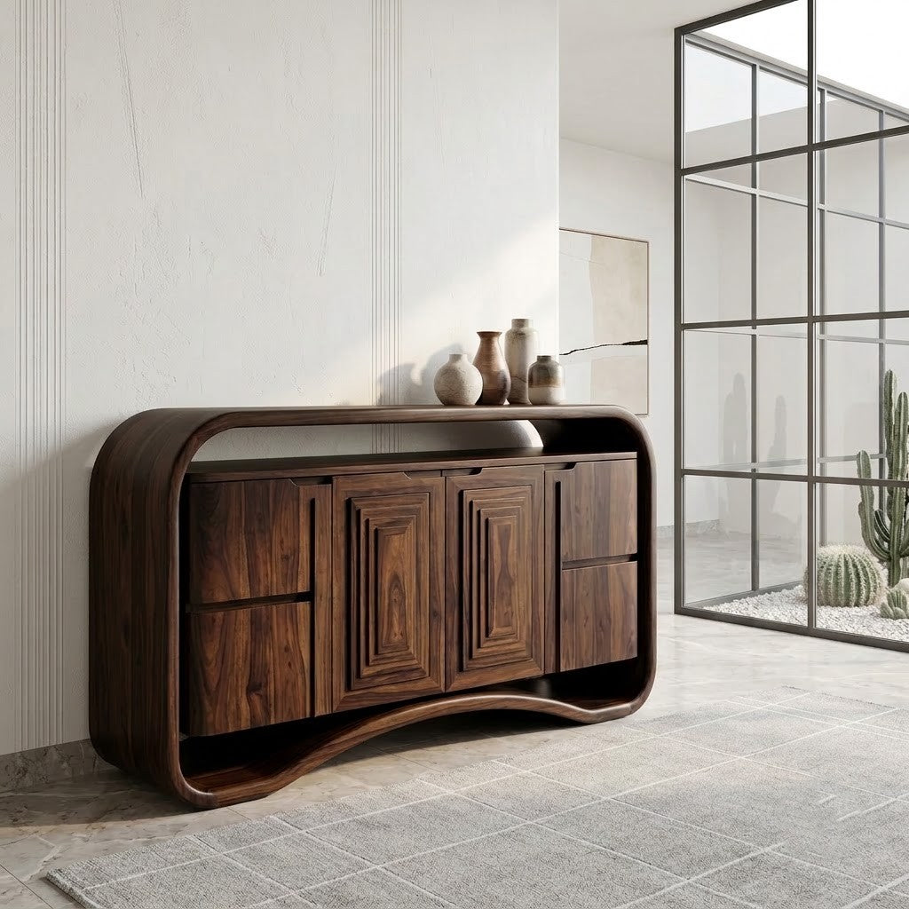 Oval Frame Sideboard with Carved Doors – PRITI