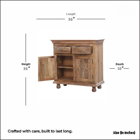Kamelia Carved Wooden 2 Drawer Sideboard