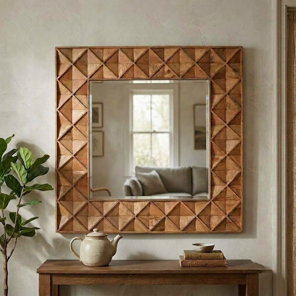 PRITI 108 cm square decorative wall mirror for modern homes