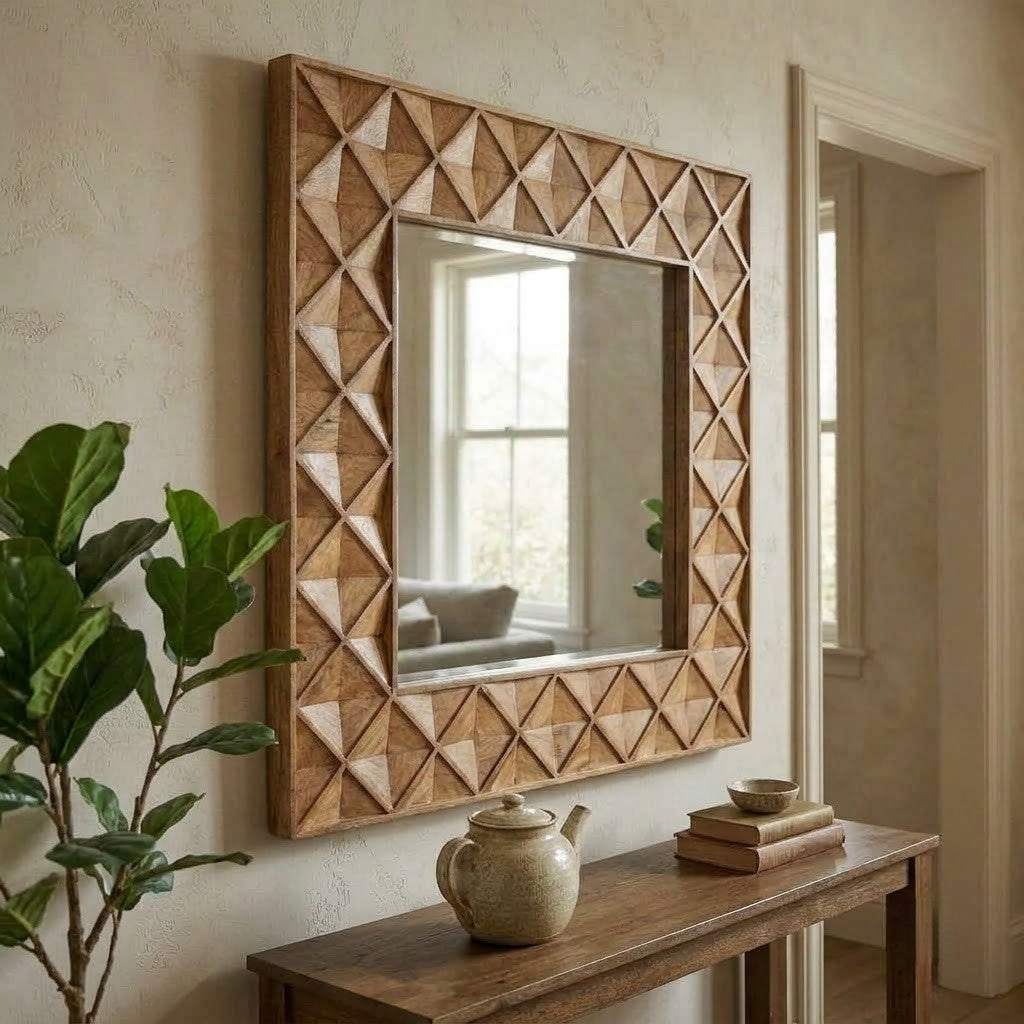 PRITI 108 x 108 cm mirror for contemporary bedroom interiors