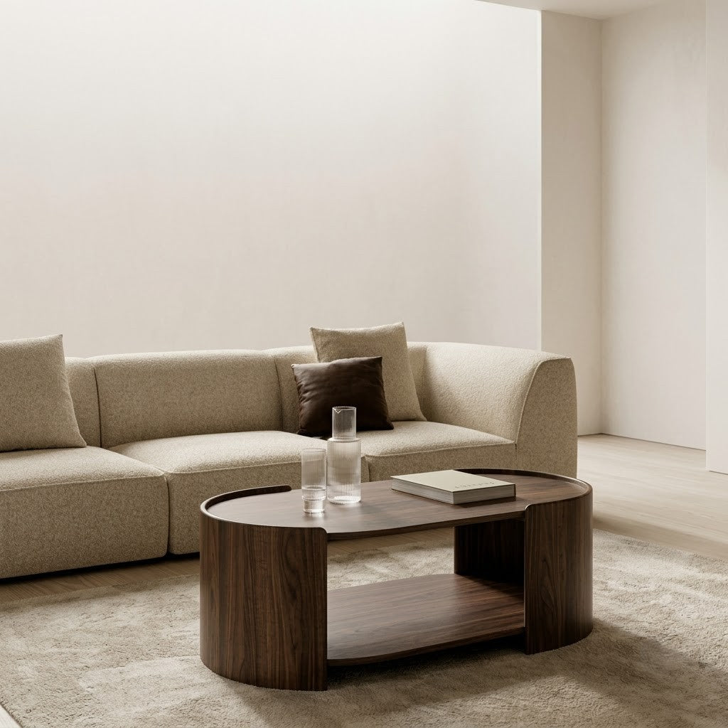 PRITI 110 cm coffee table with rich dark walnut finish