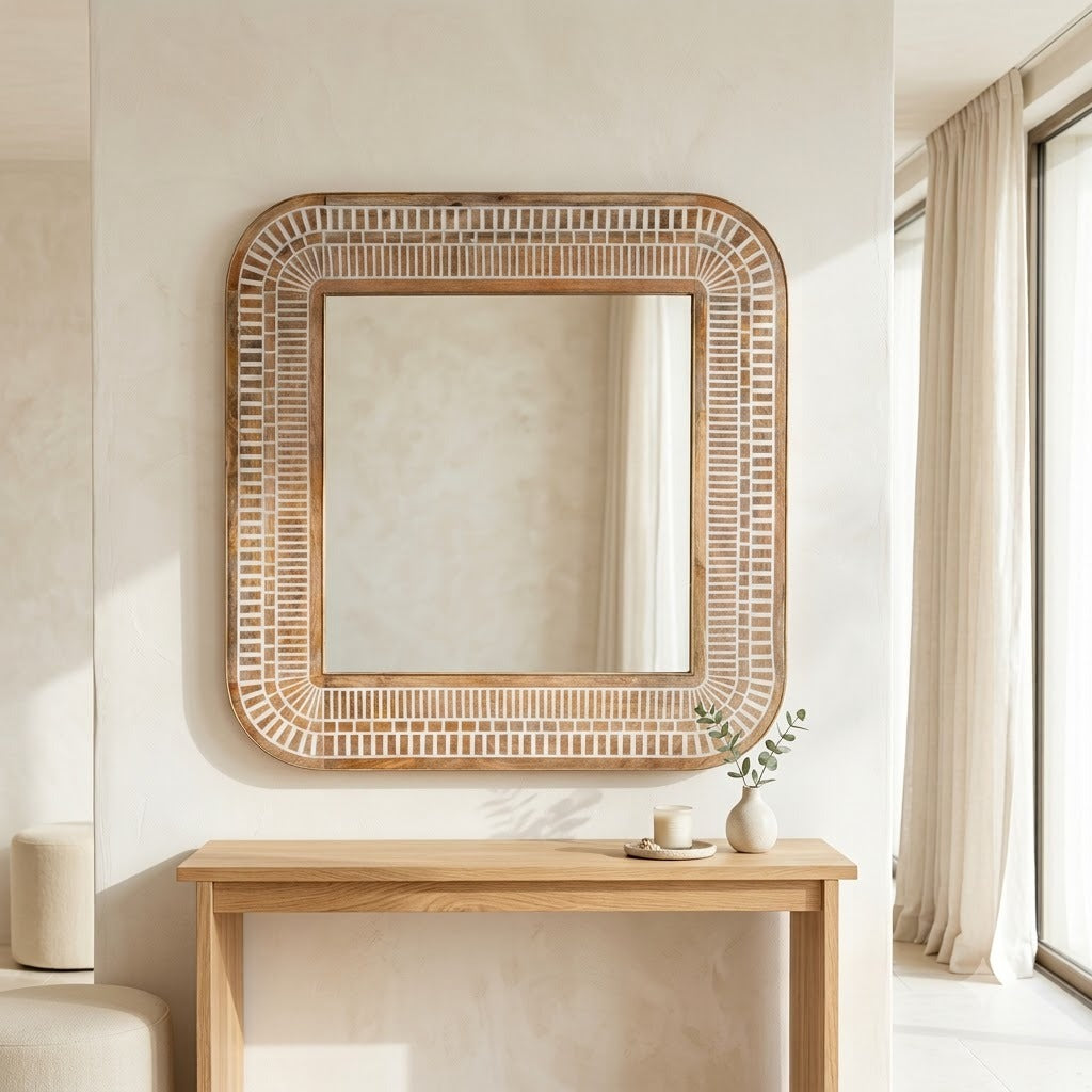 PRITI 121 cm large square decorative mirror for living room