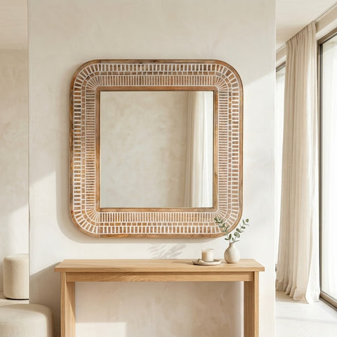 PRITI 121 cm large square decorative mirror for living room