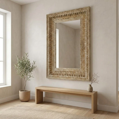 PRITI 130 cm wooden framed mirror for bedroom décor