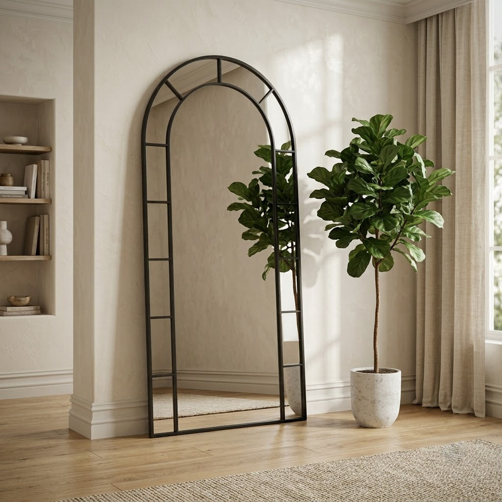 PRITI 180x90 cm black metal decorative mirror
