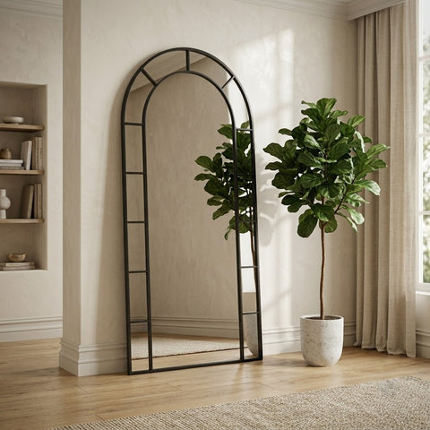 PRITI 180x90 cm black metal decorative mirror
