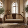 PRITI 2 seater Dark Walnut Sheesham wood swing with crème boucle seat