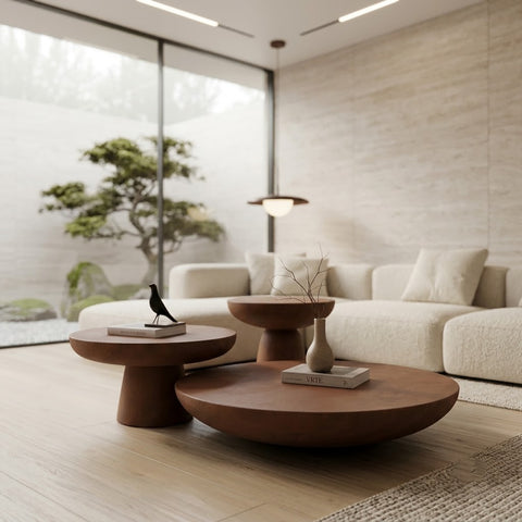PRITI 3-Piece Round Coffee Table Set – Handcrafted Microconcrete