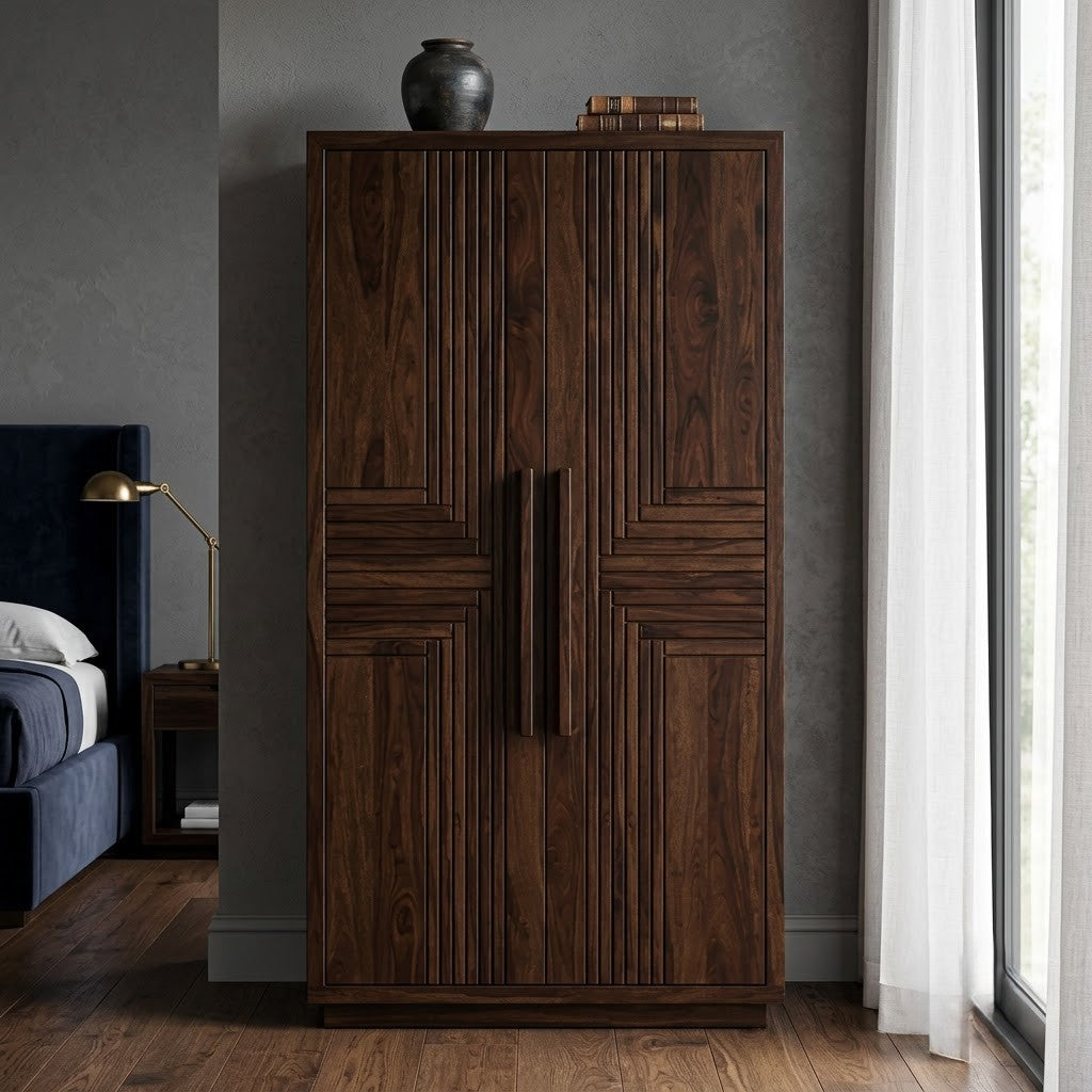 PRITI 36 inch Sheesham wood wardrobe for bedroom