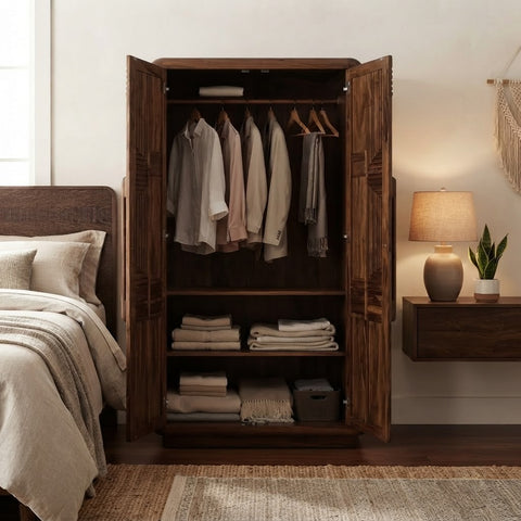 PRITI 36 inch wooden cupboard for clothes and bedroom