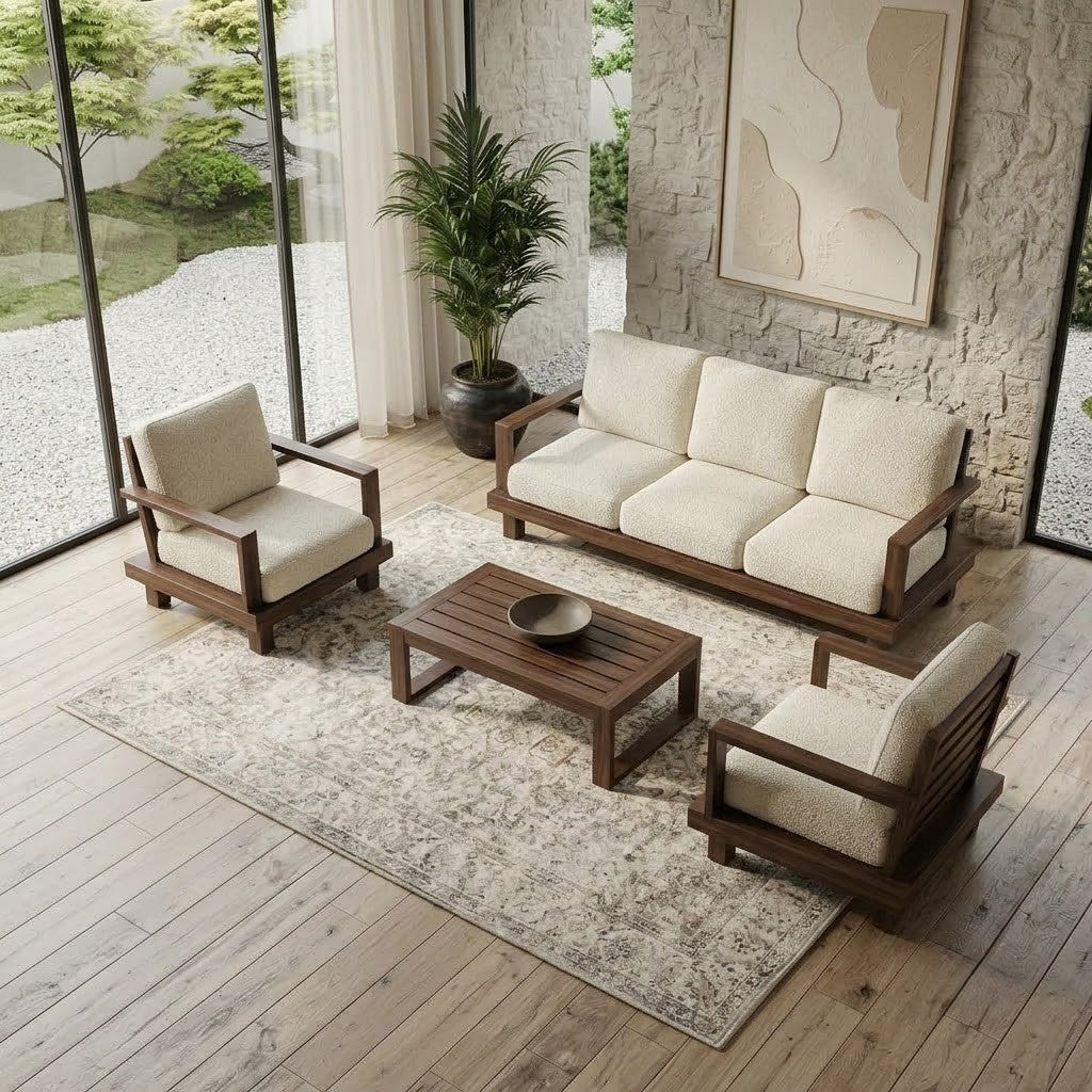 PRITI 3+1+1 Sheesham Sofa Set for Stylish Homes