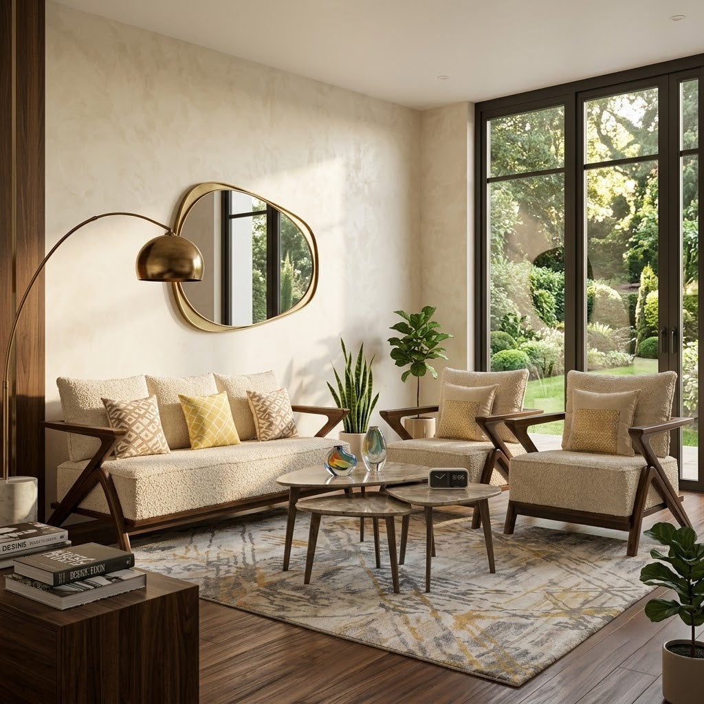 PRITI 3+1+1 hard wood sofa set for modern living room