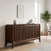 PRITI 4-Door Fluted Sideboard in Walnut Finish