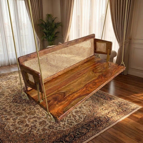 PRITI 52 inch Sheesham wood swing with rectangular design