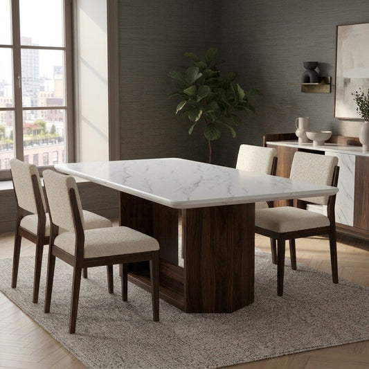 PRITI 6 Seater Dining Table with Premium Upholstered Chairs