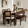 PRITI 6 Seater Sheesham Wood Dining Set with Crème Boucle Upholstered Chairs