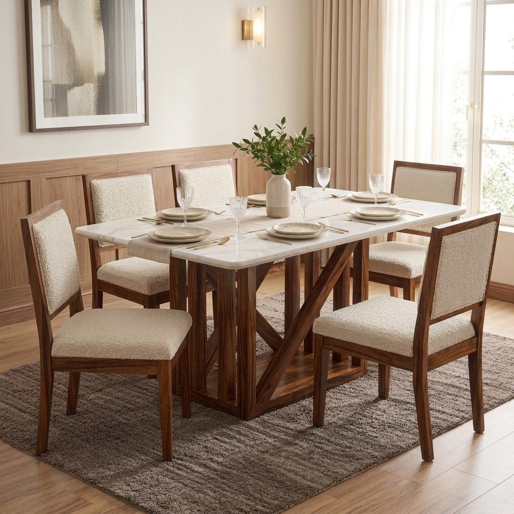 PRITI 6 Seater Wooden Dining Furniture Set