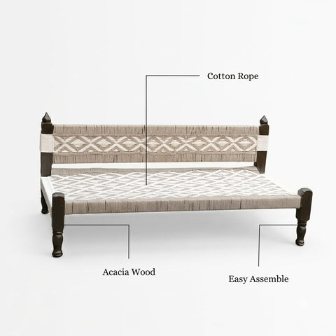 PRITI Acacia Wood Charpai Lounge Sofa for Home