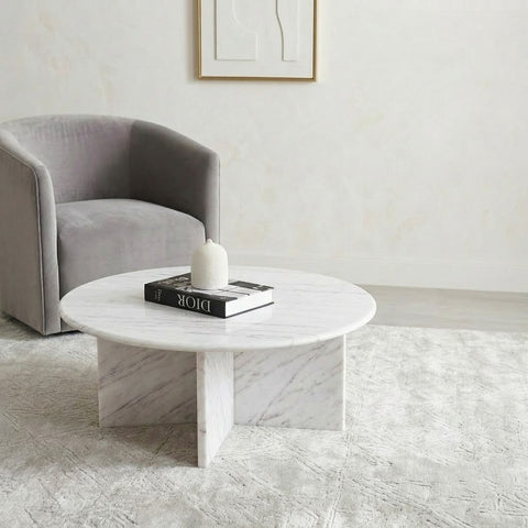 PRITI Banswara White Marble Round Coffee Table