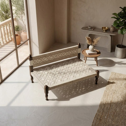 PRITI Beige Charpai Sofa for Modern Home Décor