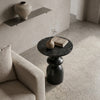PRITI Black Marble Side Table | Modern Designer End Table for Living Room