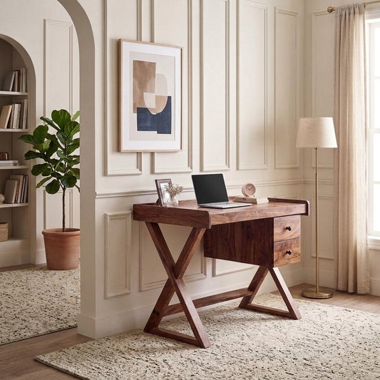 PRITI Brown Sheesham Wood Study Table