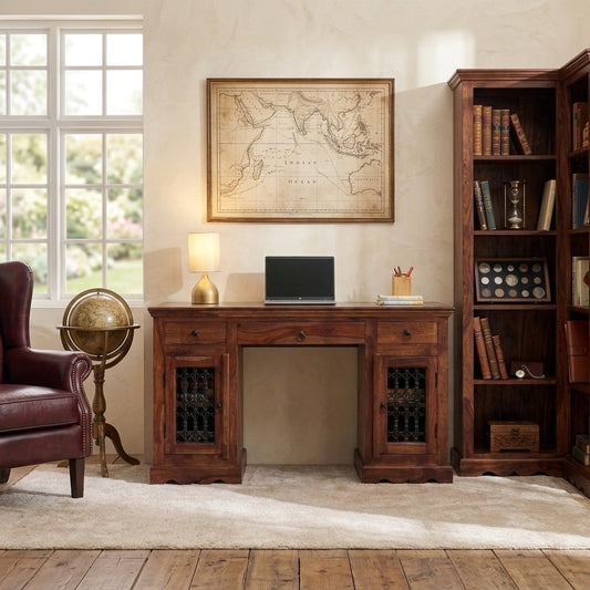 PRITI Brown Solid Sheesham Wood Study Table